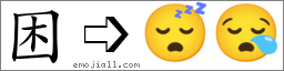 Emoji: 😴😪, Text: 困