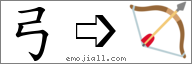 Emoji: 🏹, Text: 弓
