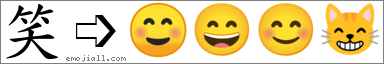 Emoji: ☺😄😊😸, Text: 笑