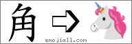 Emoji: 🦄, Text: 角