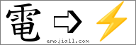 Emoji: ⚡, Text: 電